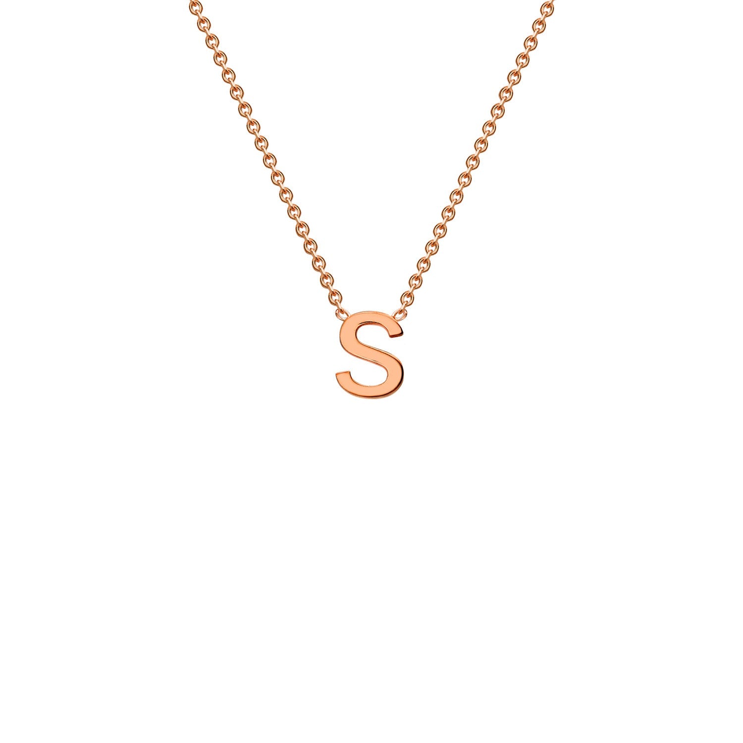 9K Gold Initial Adjustable Letter Necklace 38-43cm — S, 9kt Rose Gold